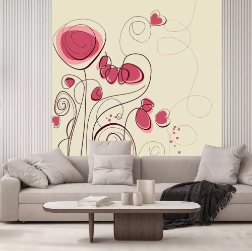 Sticker Bloemen op een decoratieve compositie