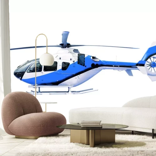 Sticker blauwe helikopter geïsoleerd wit