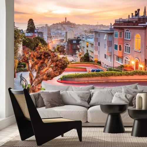 Fotobehang De skyline van San Francisco bij zonsondergang