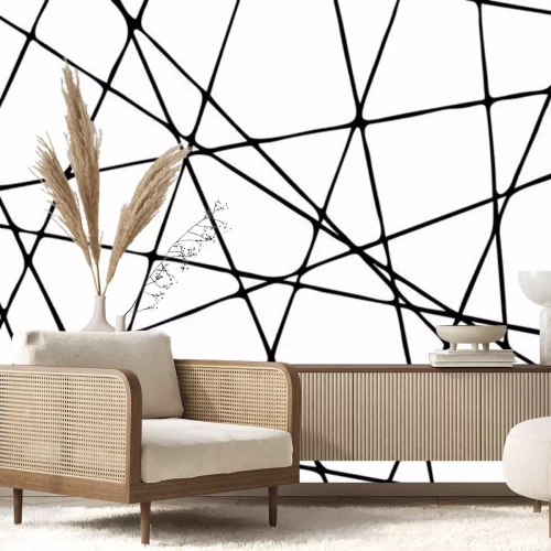 Fotobehang Zwarte verweven lijnen