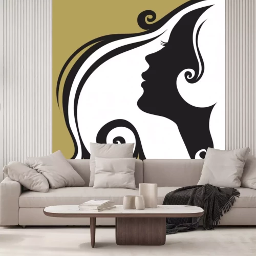 Sticker Close-up decoratieve vintage vrouw met mooie haren