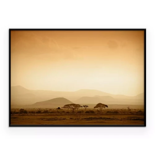 Poster Afrikaanse savanne bij zonsopgang