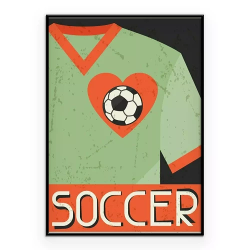 Poster Retro voetbalshirt met een bal in het hart.