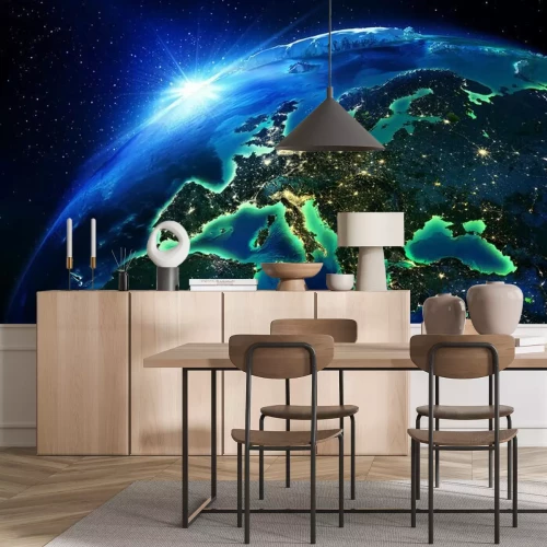 Fotobehang Europa 's nachts, gezien vanuit de ruimte