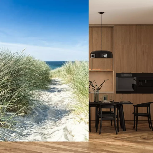 Fotobehang Duinen en planten aan zee