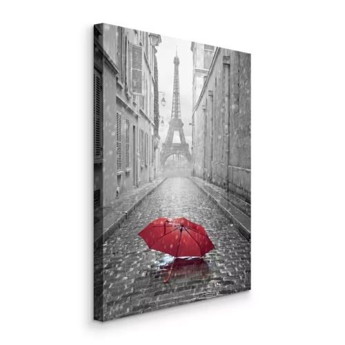 Canvas Uitzicht op de Eiffeltoren vanaf een straat in Parijs