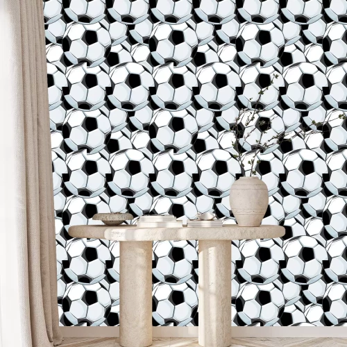 Behang Achtergrond patroon van overlappende voetballen