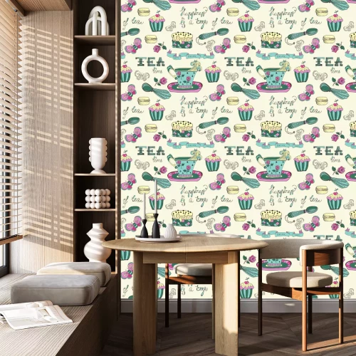 Behang Romantisch patroon met snoep