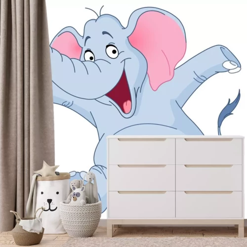 Sticker Vrolijke springende olifant cartoonachtige tekening