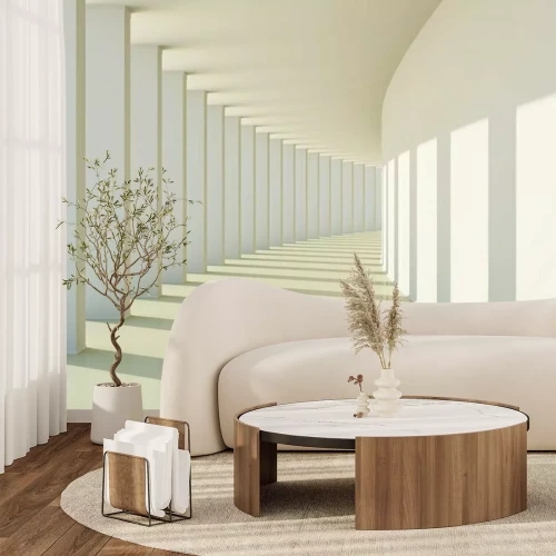 Fotobehang Witte tunnel met schaduwen