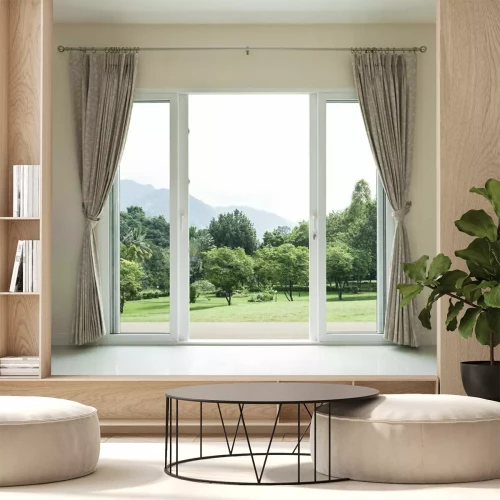 Fotobehang Open deur met uitzicht op het groen