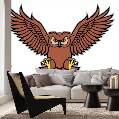 Sticker Roofzuchtige uil tijdens de vlucht