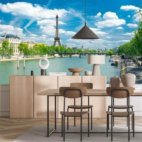 Fotobehang Panorama van een rivier in Parijs