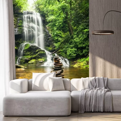 Fotobehang Waterval en kiezels