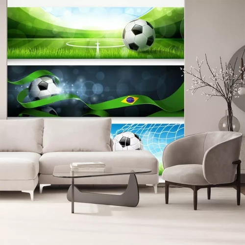 Fotobehang Voetbal in drie geïllustreerde foto's