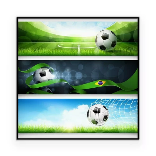 Poster Voetbal in drie geïllustreerde foto's