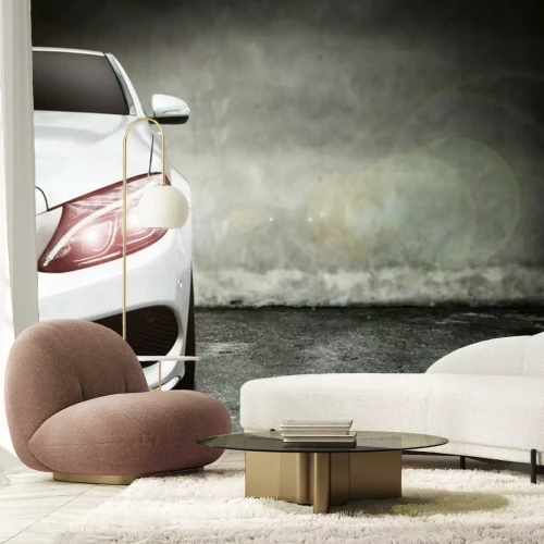 Fotobehang Motorkap van een witte auto