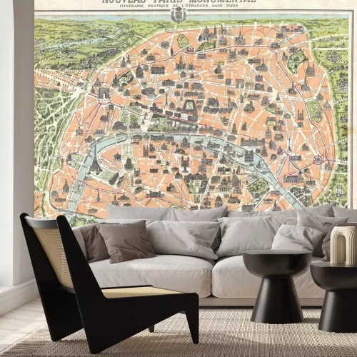 Fotobehang Antieke kaart van Parijs