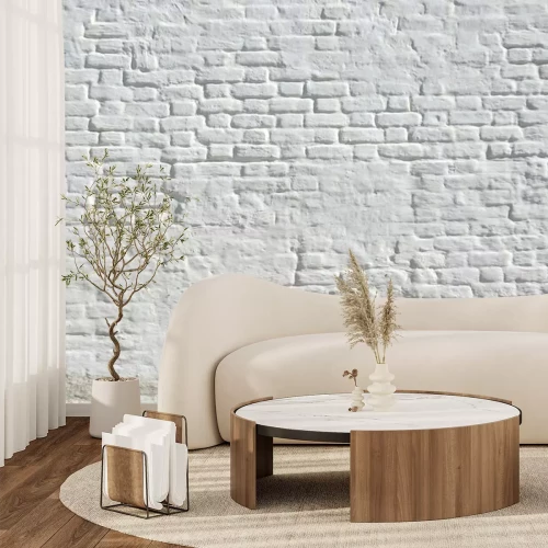 Fotobehang Muur van witte bakstenen