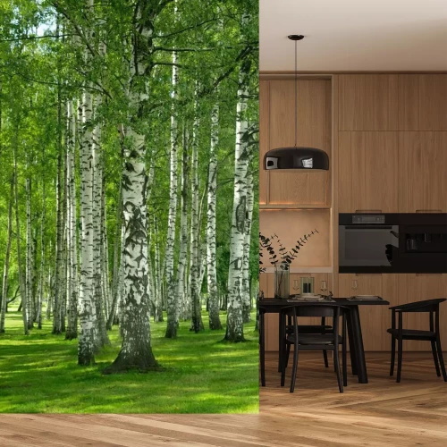 Fotobehang 3D berken in de lente