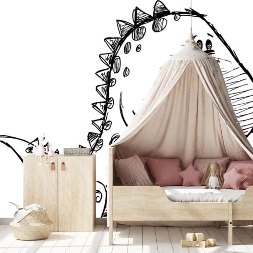 Sticker Een schets van een lachende dinosaurus