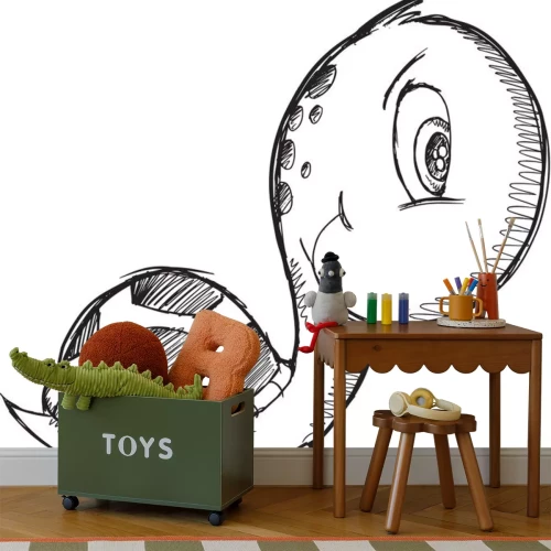 Sticker Kleine schattige schildpad zwart-wit schets