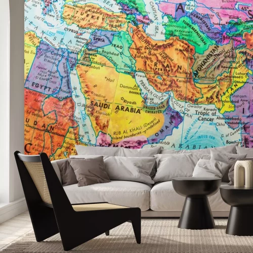 Sticker Old Globe kaart van het Midden-Oosten Landen