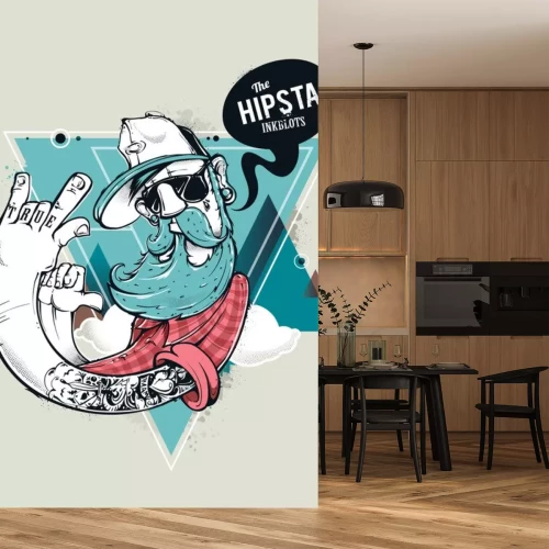 Sticker Kleurrijke hipster op graffiti