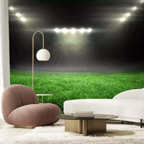 Sticker Voetbalveld met fel licht