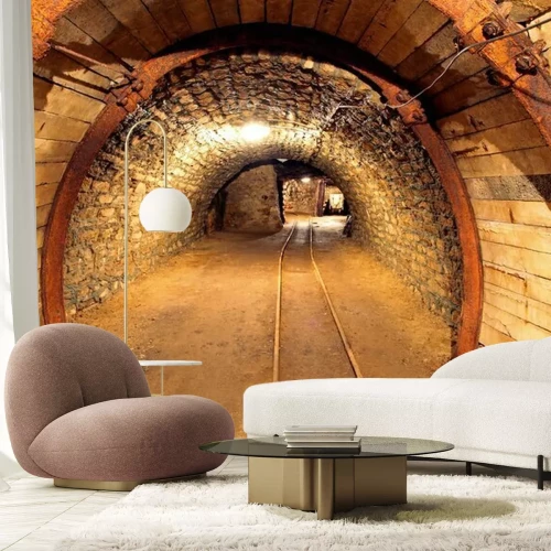 Fotobehang Oude houten tunnel