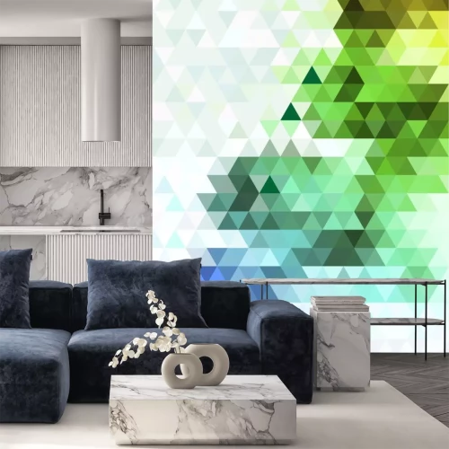 Sticker Modern mozaïek van driehoeken van verschillende kleuren