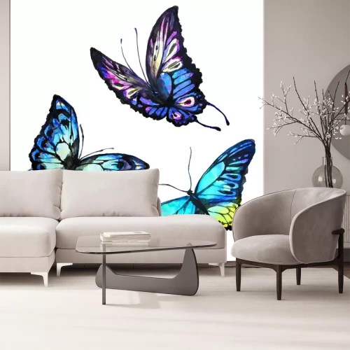 Sticker Drie blauwe vlinders