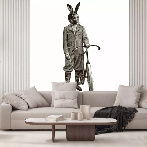 Sticker Lapin à velo