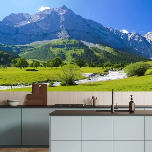 Fotobehang Berglandschap op een zonnige dag