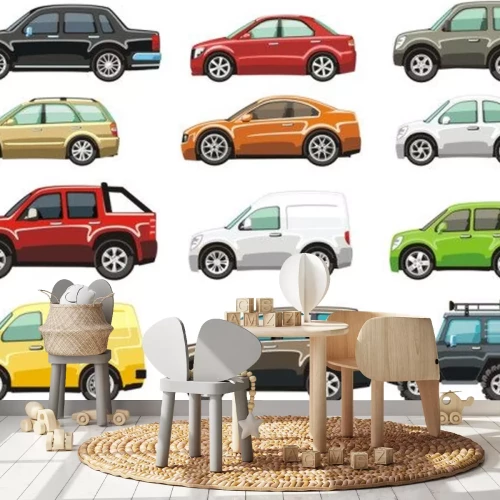 Sticker Verschillende automodellen kleurrijke line-up