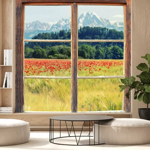 Fotobehang Uitzicht vanuit het raam