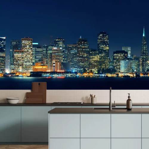 Fotobehang De skyline van San Francisco 's nachts