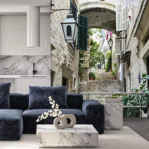 Fotobehang Trappen in de oude stad van Dubrovnik