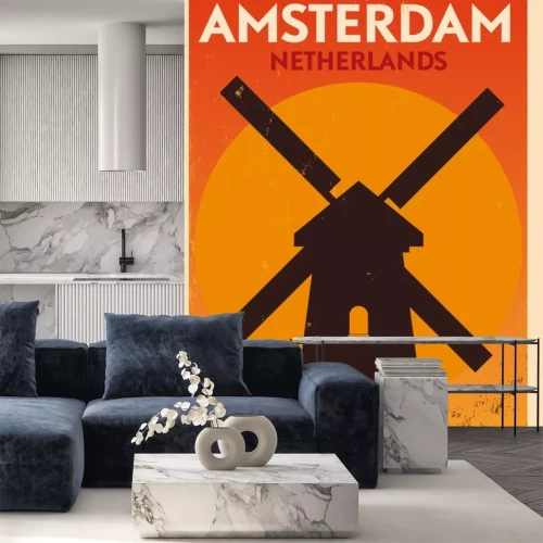 Sticker Amsterdam City Typografie Ontwerp