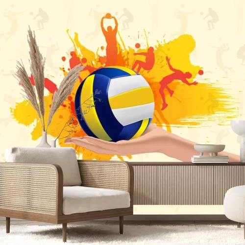 Sticker Abstracte grungy achtergrond met volleybal