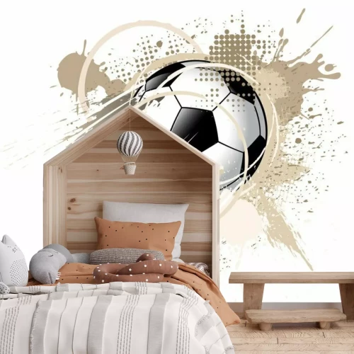 Fotobehang Voetbalbal en abstracte bruine achtergrond