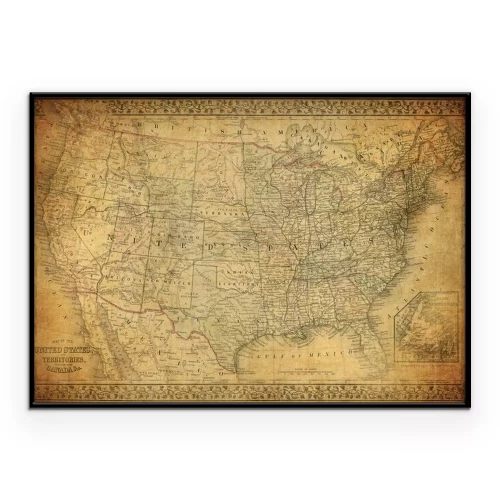 Poster Vintage kaart van de Verenigde Staten
