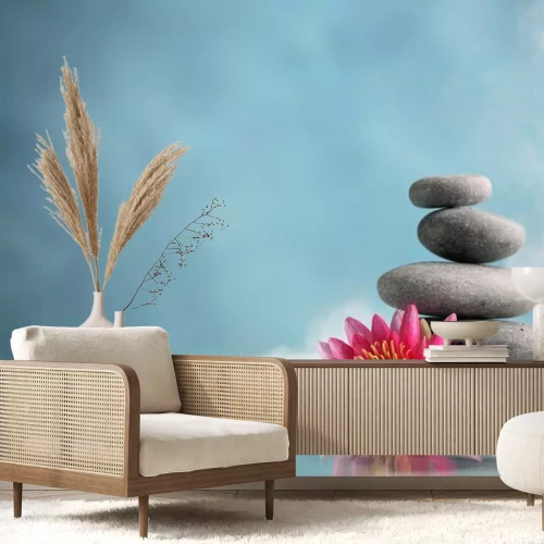 Fotobehang Harmonie van stenen en lotus