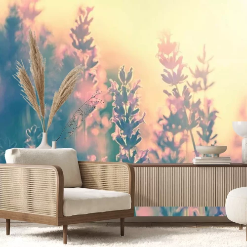 Fotobehang Computerbloemen in roze kleuren