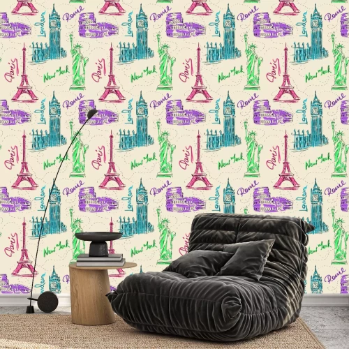 Behang Naadloze patroon van architectonische monumenten