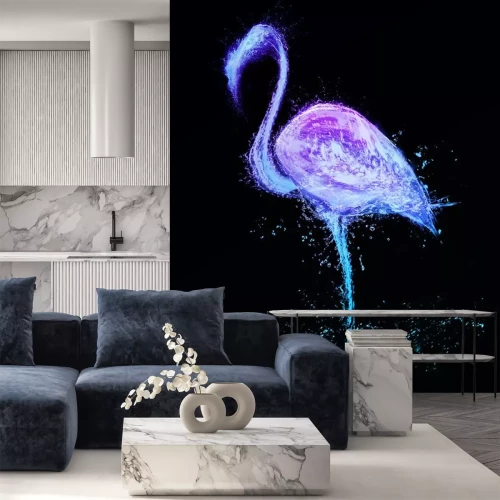 Sticker Flamingo waterspetters. Abstracte vogel