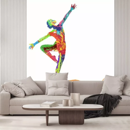 Fotobehang Kleurrijk silhouet van een ballerina