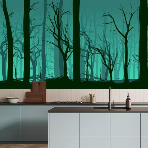 Sticker Horizontaal illustratie van dennenbos.