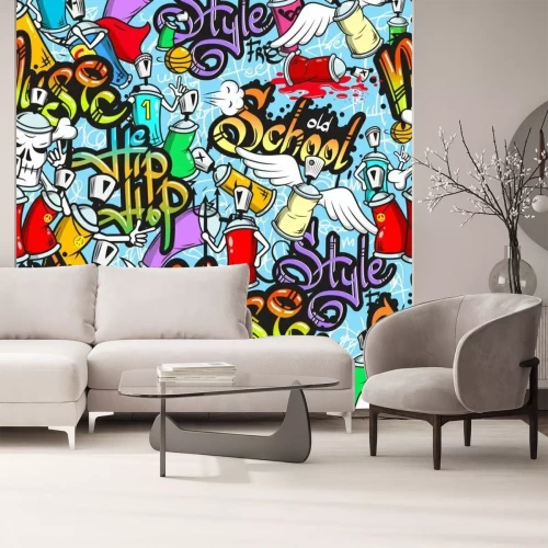 Fotobehang Jeugdig kleurrijk graffitipatroon