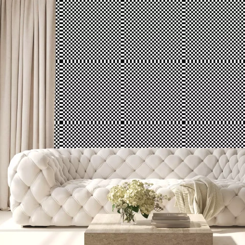 Behang Zwarte en witte vierkantjes